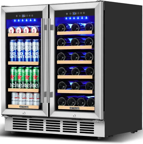 Miniatura 10 de ORYMUSE Refrigerador de vino de doble zona independiente de 175 botellas, refrigerador de vino integrado de gran capacidad de 24 pulgadas