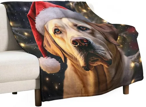 Miniatura 34 de Yellow Lab - Manta de Labrador de Navidad, linda y divertida para varios perros y mascotas, manta de verano de 30 x 40 pulgadas, manta de franela