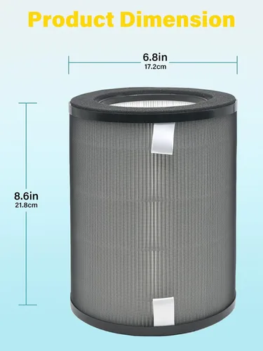 Miniatura 2 de Paquete de 2 filtros de repuesto DR-HPA019, filtro integrado de 2 capas compatible con ventilador de torre purificador Dreo MC710S y modelos
