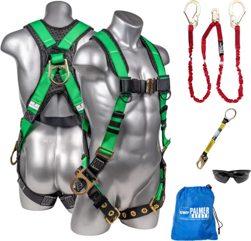 Miniatura 16 de Palmer Safety Kit de arnés de seguridad para protección contra caídas I Arnés de construcción + varios cordones + extensor de anillo en D