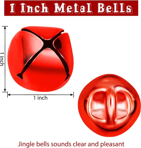 Miniatura 3 de Cascabeles para manualidades, cascabeles grandes de 1 pulgada a granel, 50 campanas de Navidad para manualidades, festivales, hogar, corona, Rojo