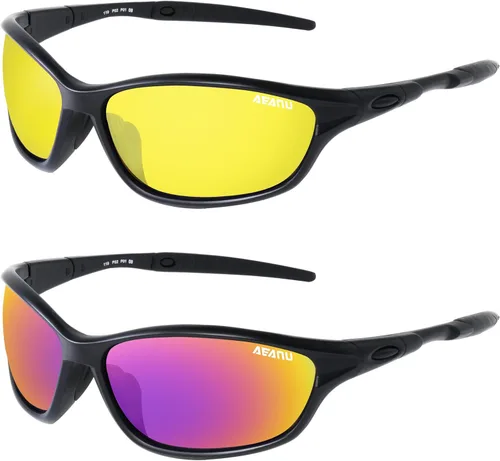 Miniatura 9 de Day & Night Sunglasses 2-Pack for Women & Teens – UV400 Mirrored and Yellow Lens Glasses for Outdoor and Everyday Use Amarillo/Espejo