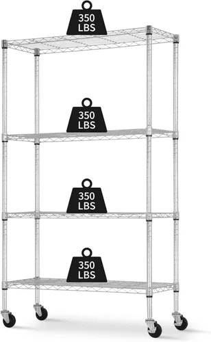 Miniatura 28 de Estantería metálica de almacenamiento de 6 niveles de 208.8 cm x 121.92 x 45.72 cm, con ruedas, resistente estante con capa de acero, cromado