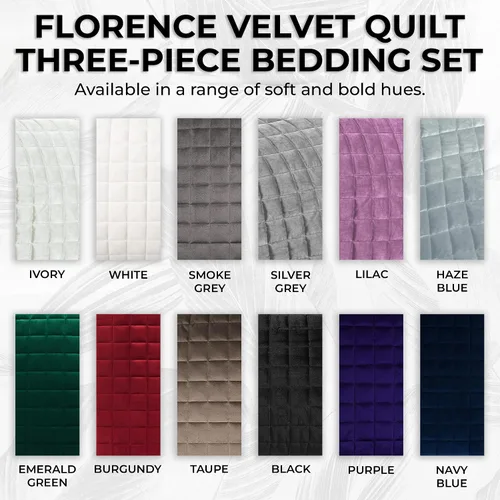 Miniatura 5 de Tribeca Living FLORENCEQUIKISI - Juego de acolchado Florencia, de terciopelo, sólido, tamaño grande) Morado