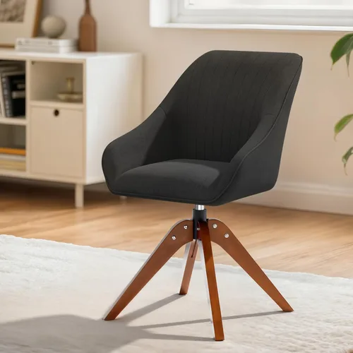 MoNiBloom Silla de escritorio, moderna silla giratoria de mediados de siglo con patas de madera maciza, silla de escritorio de oficina en casa sin