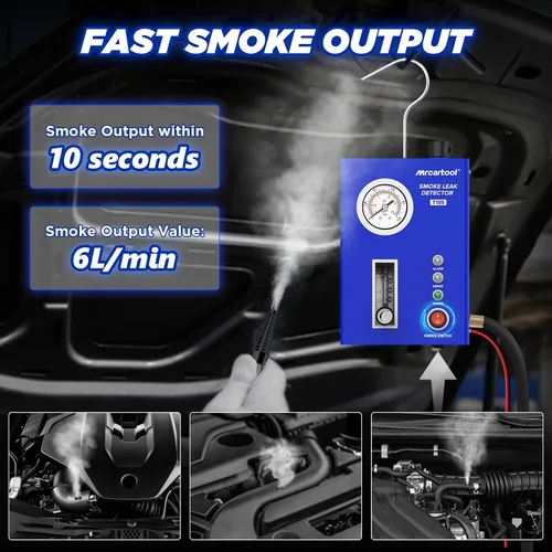 Miniatura 3 de T105 Detector de fugas de máquina de humo automotriz, probador de humo con bomba de aire integrada y manómetro de presión, kit de herramientas