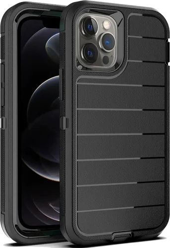 Miniatura 14 de YmhxcY Funda para iPhone 12/iPhone 12 Pro [2 Protectores de Pantalla de Vidrio Templado] Cubierta Duradera de 3 Capas A Prueba de Caídas/Funda