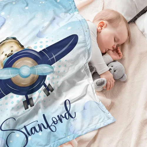 Miniatura 5 de Manta de bebé personalizada para niños, manta de bebé personalizada con nombre, súper suave, mantas personalizadas con nombre para niños, mantas