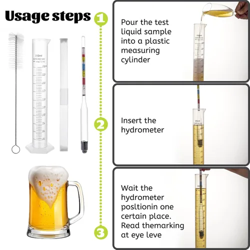 Miniatura 6 de Juego de hidrómetro, para aguamiel, vino, kombucha y cerveza casera, accesorios para probador de alcohol, kit completo para probador Abv de gravedad