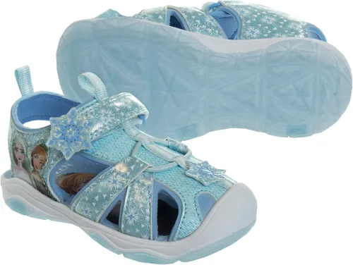 Miniatura 4 de Disney Zapatos para niñas Minnie Mouse o Frozen Sandalias deportivas con punta cerrada (6T-12), talla 6 para niños pequeños, tres luces blancas