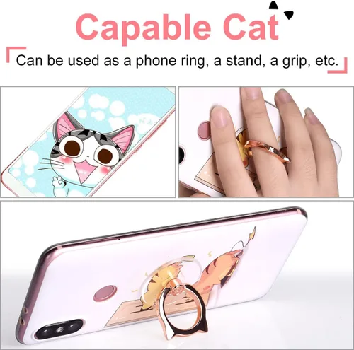 Miniatura 2 de Soporte de Anillo de Teléfono con Gato - EI Sonador Soporte de Anillo de Teléfono Celular Transparente Soporte Transparente Agarre para Dedos