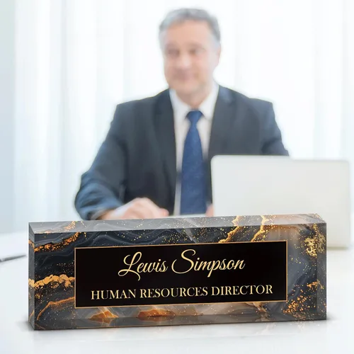 Miniatura 26 de Placa de Nombre para Escritorio, Placa de Nombre con Patrón de Doble Cara para Escritorio, Decoración de Escritorio de Oficina Personalizada