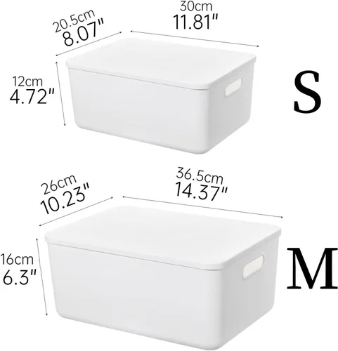Miniatura 6 de Yishyfier Cestas Contenedores Cajas de Almacenamiento de Plástico Con Tapas, Contenedor Organizador Contenedores Organizadores de Almacenamiento