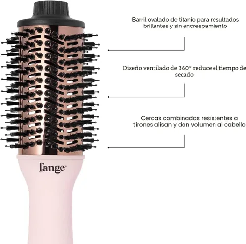 Miniatura 2 de L'ANGE HAIR - Cepillo secadora de aire caliente Le Volume 2 en 1 de titanio para todo tipo de cabello, de 60 mm con barril ovalado, para obtener