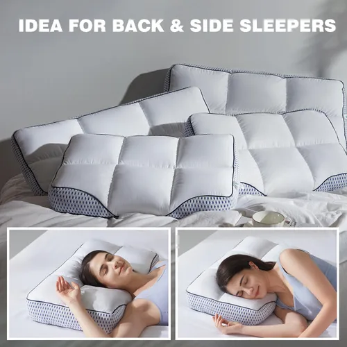 Miniatura 7 de Glaciman Almohada de espuma viscoelástica triturada para personas que duermen de lado y boca arriba - almohada ergonómica firme para aliviar