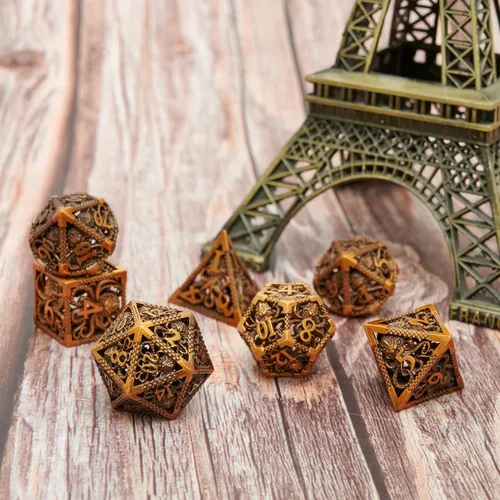Miniatura 3 de Juego de dados de Dungeons and Dragons DND, juego de dados D y D, juego de dados de metal MTG D20, dados poliédricos huecos para juegos de rol