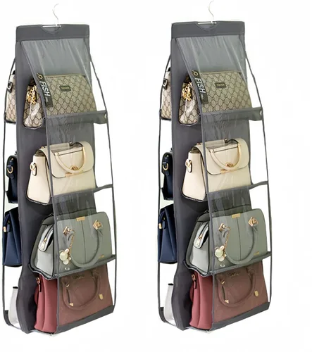 HAN SHENG Organizador de 8 bolsillos transparente para bolsos y monederos, bolsa colgante de almacenamiento - Estante colgante ahorrador de espacio