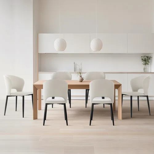 Miniatura 8 de Lamberia Juego de 2 sillas de comedor modernas para cocina y comedor con asiento acolchado de cuero sintético y patas de metal, color negro, juego