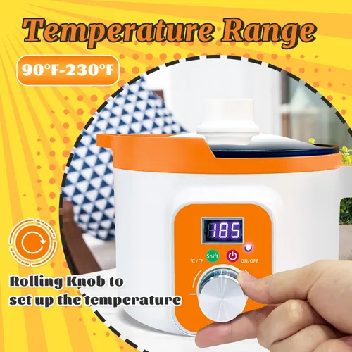 Miniatura 4 de Olla de cera para velas con pantalla LED y control preciso de temperatura, derretidor eléctrico de cera para hacer velas con boquilla para verter