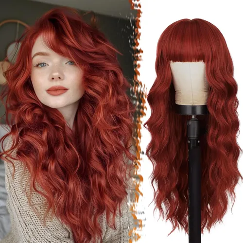 Miniatura 40 de BARSDAR Peluca rubia corta ondulada con flequillo, pelucas cortas onduladas de 14 pulgadas para mujer, pelucas sintéticas suaves hasta el hombro