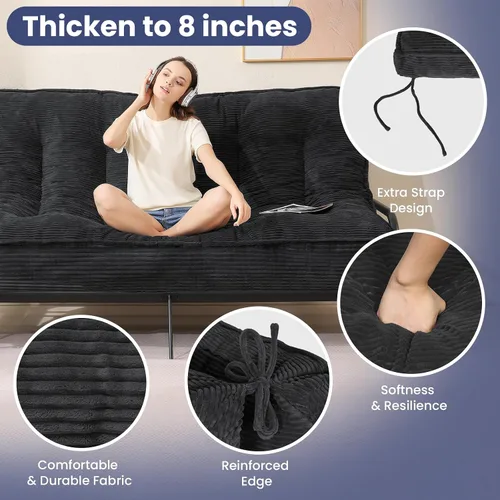 Miniatura 6 de JUIKURY Colchón de futón de 8 pulgadas Tamaño completo, futones gruesos para sofá cama, sofá cama para dormir, colchón de piso para adultos, colchón