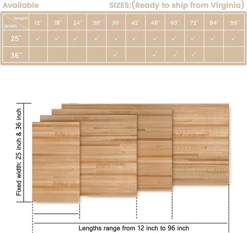 Miniatura 3 de CONSDAN Encimera de bloque de carnicero, 12 x 25 pulgadas, madera dura de arce macizo cultivada en Estados Unidos, para isla de cocina, lavandería