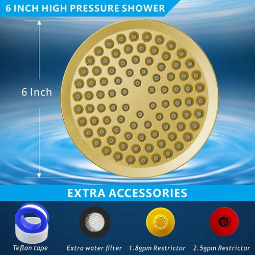 Miniatura 5 de Cabezal de ducha de lluvia de alta presión, cabezal de ducha de lluvia de alto flujo, aspecto moderno de lujo, cabezales de ducha de baño que Dorado
