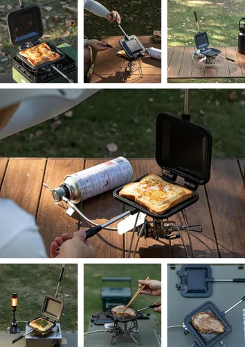 Miniatura 7 de camping moon Sandwichera Arena caliente Solo quemador Gas Fire Open Fire Compact Aluminio TT-1315 (negro)