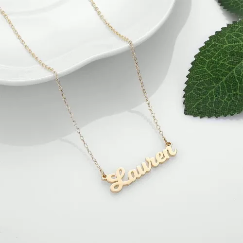 Miniatura 6 de Ursteel - Collar personalizable con placa con nombre, chapado en oro de 14 quilates, delicada joyería para regalar a mujeres, adolescentes y niñas