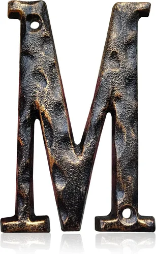 Números y letras de casa de 5.5 pulgadas, número de dirección de casa de metal de hierro fundido altamente visible para buzón de oficina de calle,