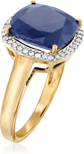 Miniatura 3 de Ross-Simons 7.10 Carat Sapphire and .16 ct. t.w. Diamond Ring in 14kt Yellow Gold