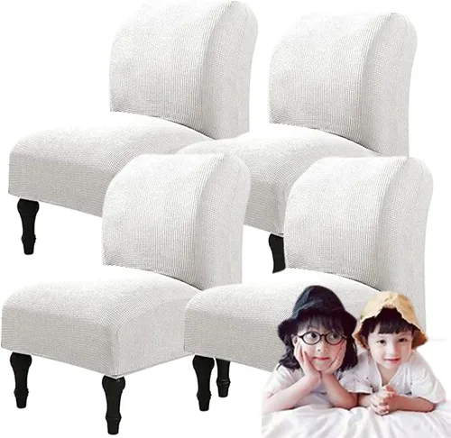 Miniatura 77 de Fundas elásticas para silla sin brazos, extraíbles y lavables, de elastano jacquard sin reposabrazos, protector de muebles para sala de estar, Verde