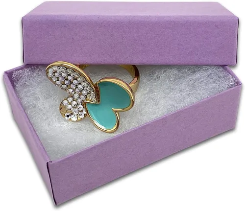 Miniatura 11 de TheDisplayGuys - Paquete de 100 cajas de cartón rellenas de algodón #10 para joyas, color morado lavanda (1.9 x 1.3 x 0.7 pulgadas), para envío