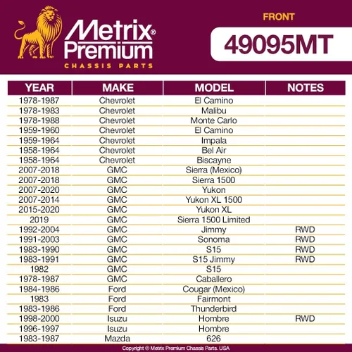 Miniatura 3 de Fabricado en Europa, Metrix Premium - Barra estabilizadora delantera K700432 / K700538/ K5254 compatible con Buick, Cadillac, Chevrolet, GMC, Ford