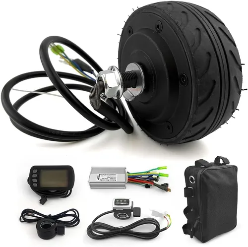 L-faster Kit de rueda de motor de 4 pulgadas para scooter pequeño de 200 W sin escobillas sin engranajes, diámetro del motor de 4.134 in, pantalla