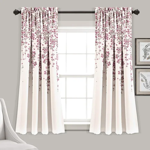 Miniatura 9 de Lush Decor Cenefa para ventana con filtro de luz, colección Weeping Flower, juego de cortinas, un par, 52" de ancho x 95" de largo + 2" de cabecera