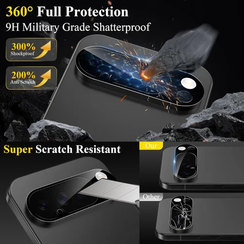 Miniatura 3 de Paquete de 4 protectores de pantalla para lente de cámara Google Pixel 10 Pro XL, vidrio templado 9H, decoración compatible con Google Pixel 10 Pro