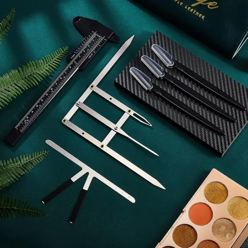 Miniatura 6 de Weewooday 6 Piezas Reglas de Cejas para Tatuaje Regla de Posicionamiento de 3 Puntos Mini Calibrador Calibradores Vernier de Doble Escala Calibrador