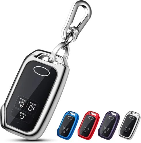 Miniatura 13 de QBUC Funda para llavero KIA, funda para llavero con llavero para Kia Ceed Cerato Forte, etc. (1 botón o no solo en la superficie frontal) (azul)