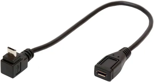 Miniatura 4 de Micro B 5 pines ángulo recto 90 grados Cable de extensión macho a hembra Adaptador 9.8 in Cable USB de sincronización y carga (abajo) Male to