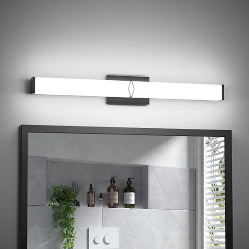 Miniatura 13 de Lámparas de baño sobre espejo, luces modernas de tocador de 16 pulgadas para baño, barra de luz LED regulable de 20 W, 2000 lm, accesorios de Negro