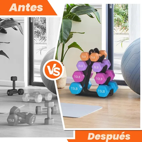 Miniatura 6 de 4-Tier Dumbbell Rack for 1-15 lb Weights, Holds 5 Pairs Space-Saving Sturdy A-Frame Stand for Home Gym, Weight Rack for Women's Dumbbell Set Negro