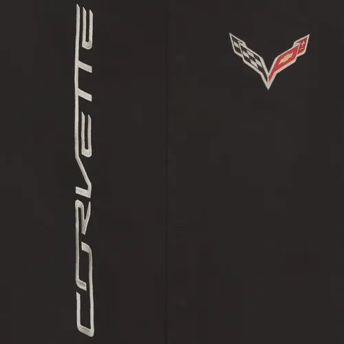Miniatura 5 de JH DESIGN GROUP Chaqueta de sarga de algodón bordada Chevy Corvette C7 para hombre C721 Negro