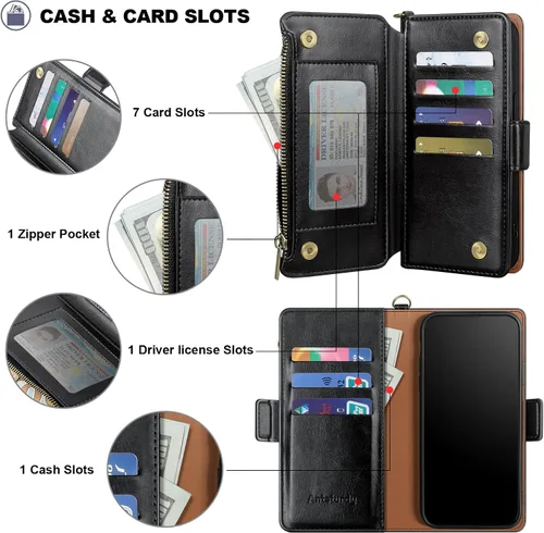 Miniatura 6 de Antsturdy Funda para Samsung Galaxy S22 Ultra 5G con tarjetero para mujeres y hombres, funda para teléfono Galaxy S22 Ultra 5G, bloqueo RFID, piel