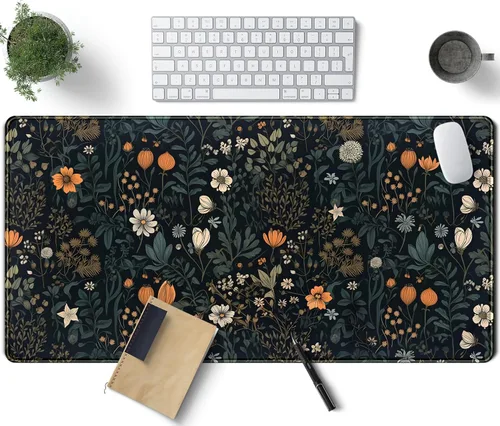 Miniatura 16 de Alfombrilla de escritorio verde para videojuegos, alfombrilla de mouse de escritorio, morado, azul, rosa, floral, grande, XL, grande, para teclado