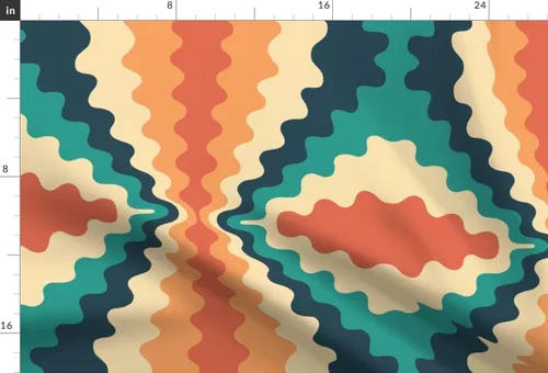 Miniatura 3 de Spoonflower Tela – Psicodélico Retro 1970S Onda Verde azulado Naranja Aqua Impreso en Tela de Gasa Cuarto Grasa – Coser Moda Vestidos Decoración
