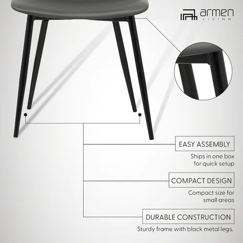 Miniatura 5 de Armen Living Monte Mid Century - Silla auxiliar de comedor moderna y contemporánea para mesa, cocina, escritorio de oficina en casa, altura del Piel