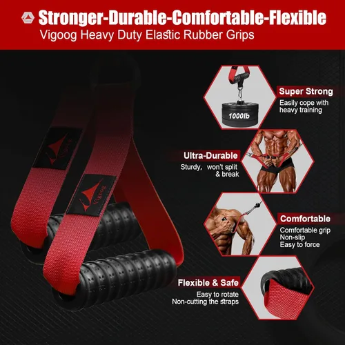 Miniatura 2 de Heavy Duty Gym Exercise Handles Attachment for Cable Machine,Resistance Band,Pulley System Home Fitness Workout Equipment, with Elastic Rubber Grip