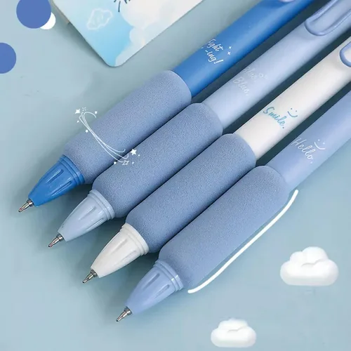 Miniatura 5 de MOZXIRZ 4 unidades de bolígrafos de gel con tinta retráctiles, bonitos bolígrafos de 0,5 mm de punta de bola, suministros de oficina y escuela