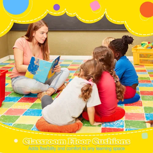 Miniatura 5 de Fumete 16 piezas de 16 pulgadas cojines de piso redondos para niños y bebés, asientos flexibles para salón de clases, almohada de piso para el Arco
